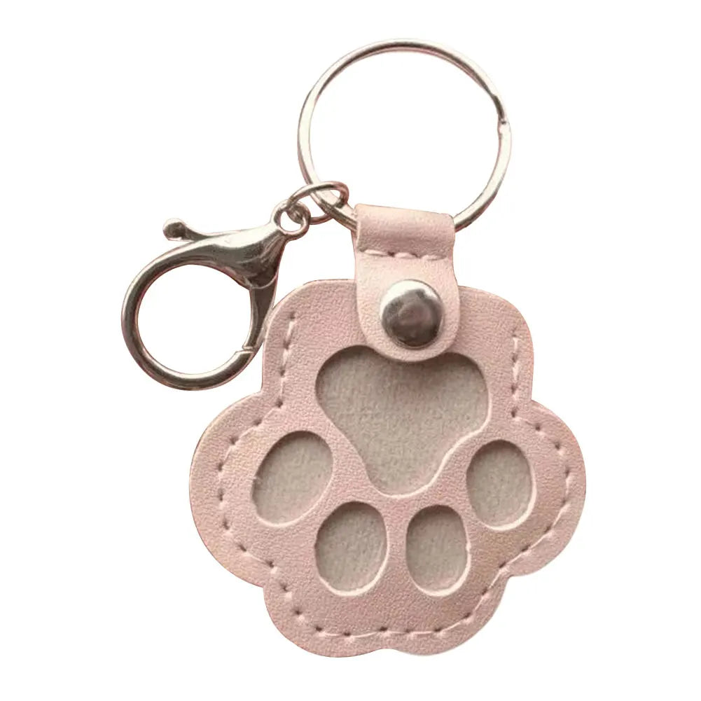 Adorável impressão de pata chaveiros comemorativos saco de armazenamento de pêlos de animais de estimação chaveiro gato cão recipiente de pele pingente para amantes de animais de estimação