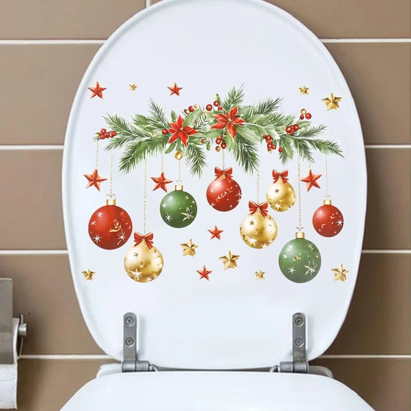 Natal boneco de neve adesivo higiênico feliz natal festa decoração 2025 natal decoração do banheiro navidad natal presente de ano novo 2026