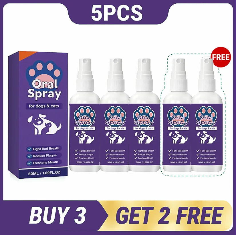 Spray de Cuidado Oral para Cães Limpeza de Dentes de Animais de Estimação Hálito Fresco Higiene Dental Diária Cuidado Suave para a Boca Fácil de Usar