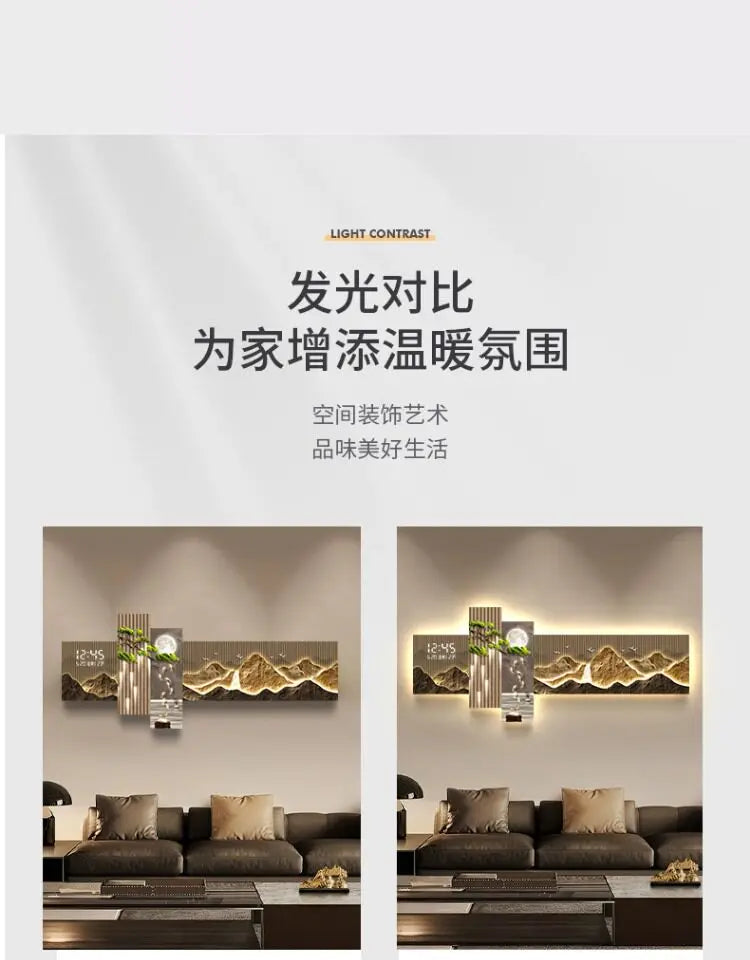 Pintura Decorativa LED Moderna para Sala de Estar, Decoração de Casa, Relógio Eletrônico, Pintura de Parede para Corredor, Quarto e Fundo de Sofá