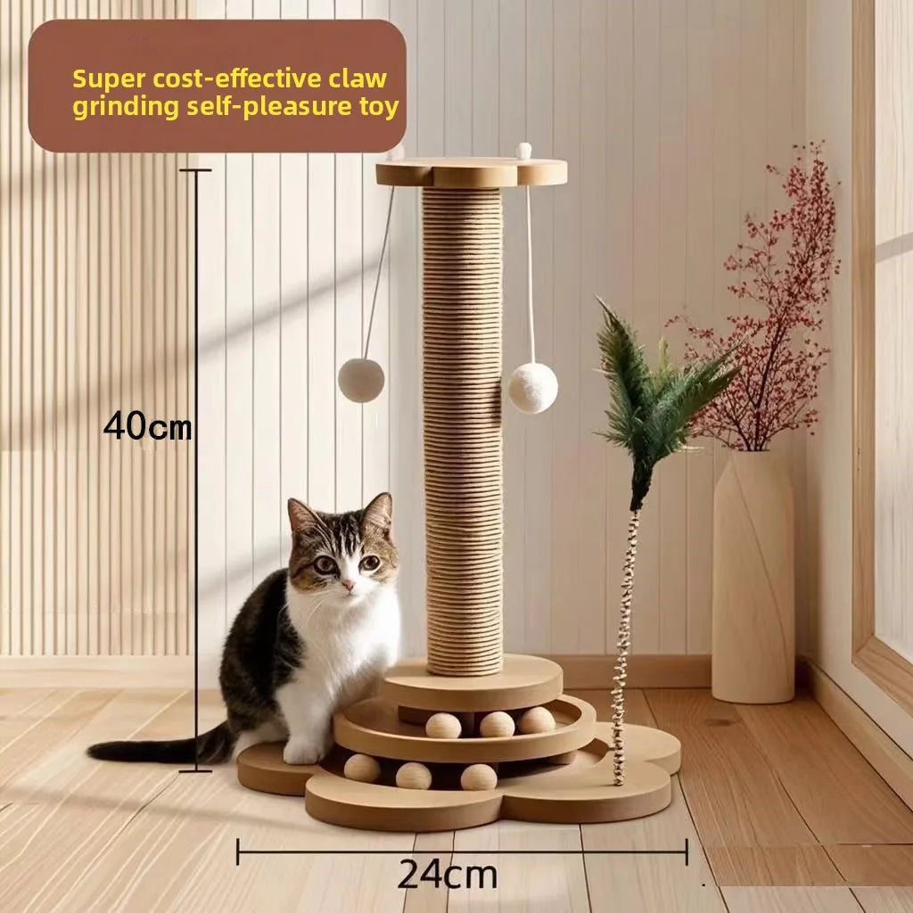 Arranhador de Sisal para Gatos com Estrutura de Escalada Integrada, Almofada de Arranhar Durável e Não Desgastável