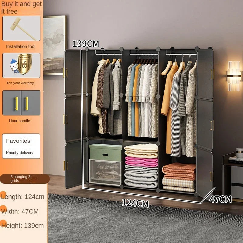 Guarda-roupa conjunto de roupas plástico dobrável à prova de poeira armários cubo armazenamento locke armário móveis organizador de zapatos Kasa & Pet Store