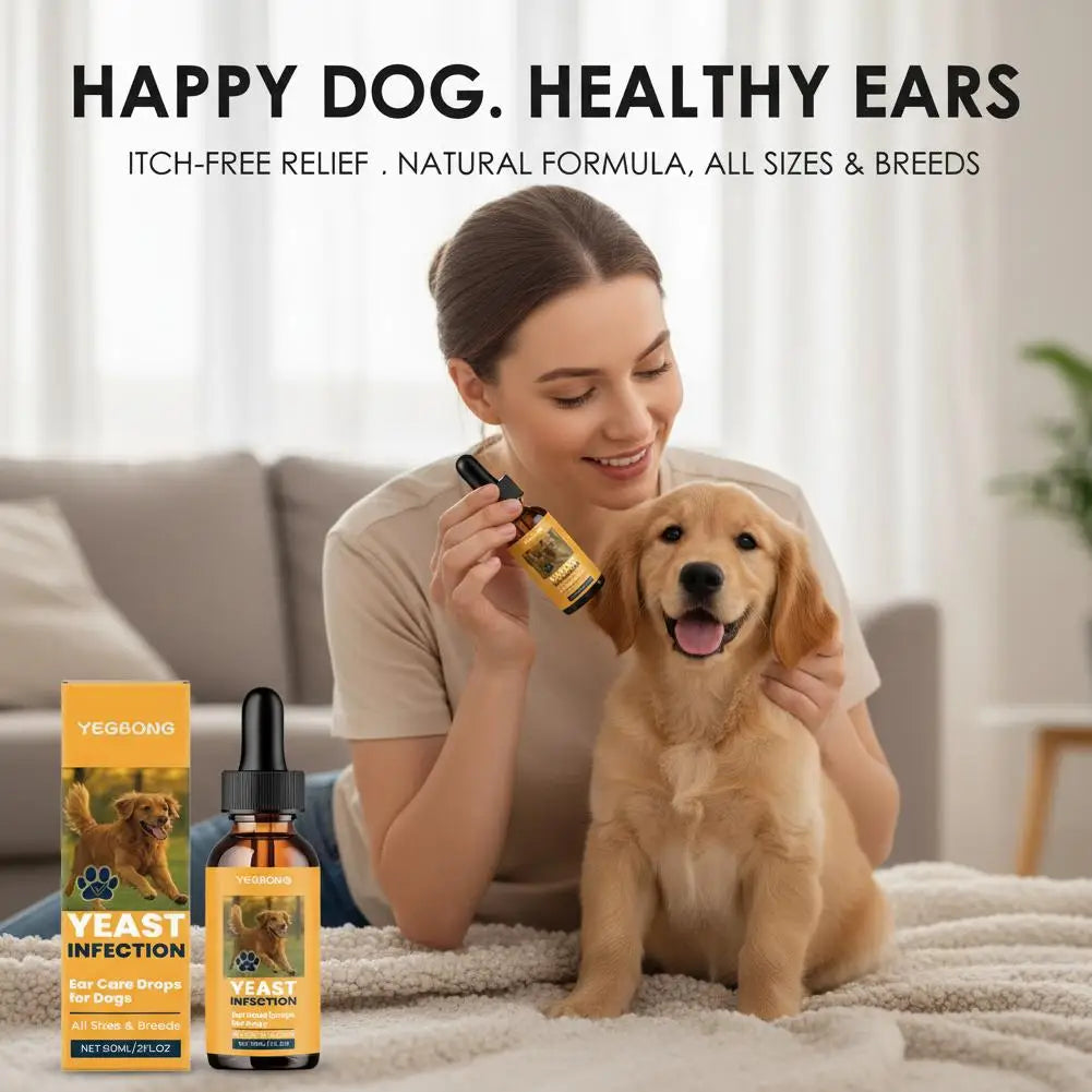 Gotas para ouvido de animais de estimação, 60ml, dissolvem cera de ouvido, removedor de odor, anti-coceira, natural, não irritante