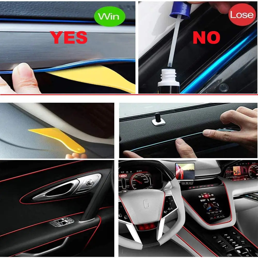Carro Interior LED Strip Light, Neon EL Fiação, Lâmpada Decorativa para Auto, Luz Ambiente Flexível, Diodo de Festa Atmosfera, USB, 5m