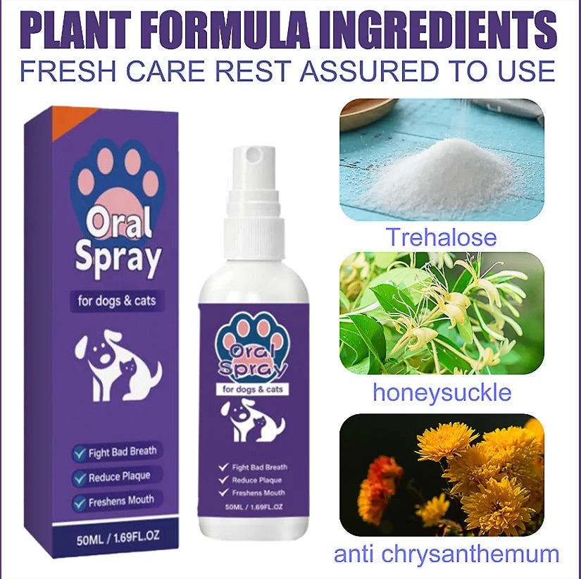 Spray de Cuidado Oral para Cães Limpeza de Dentes de Animais de Estimação Hálito Fresco Higiene Dental Diária Cuidado Suave para a Boca Fácil de Usar
