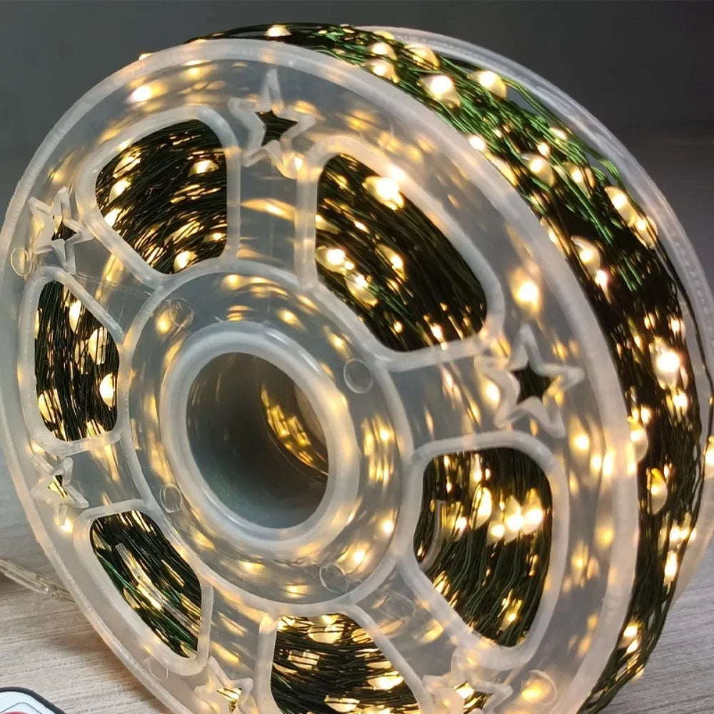 Decorações para Árvore de Natal, Luzes de Cordão à Prova d'Água para Exterior, Guirlandas de Ano Novo, Luzes LED Decorativas para Casamento e Decoração de Natal em Casa
