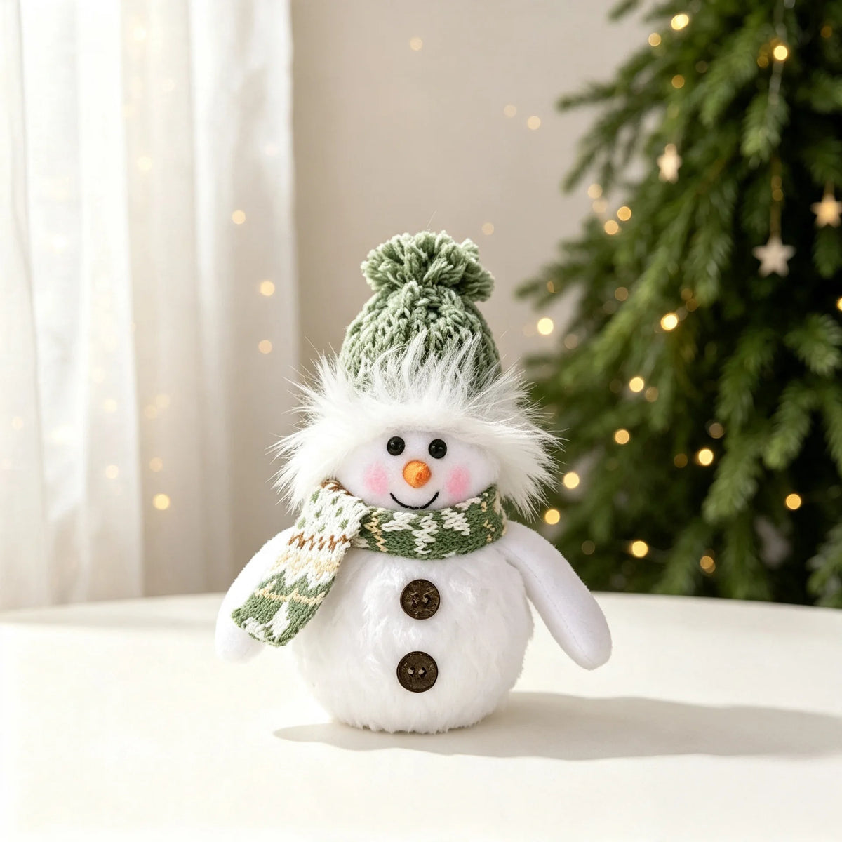 Boneco de neve de pelúcia com luzes de Natal, decoração de mesa de Natal, para uso interno, artigos para festas de Natal, presente.
