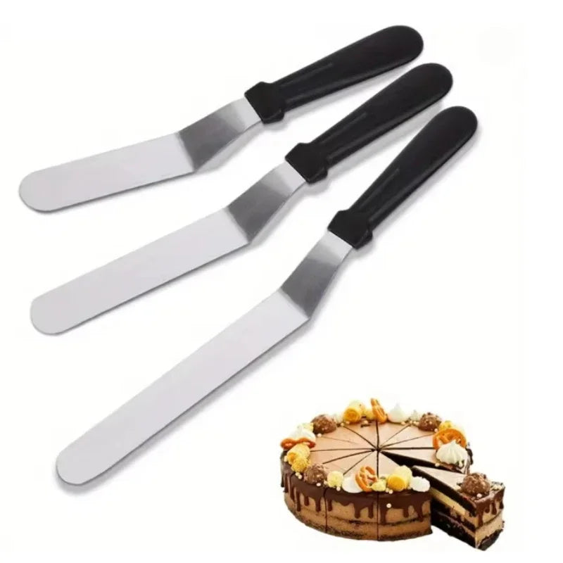 Espátula de Confeiteiro Angulada em Aço Inoxidável, Faca de Paleta Curva com Lâmina Deslocada, Espátula Profissional para Glacê e Creme para Bolos e Doces