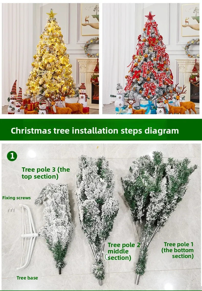 Árvore de Natal artificial em PVC com efeito de neve e galhos esbranquiçados, ideal para decoração de vitrines e para as festas de fim de ano.