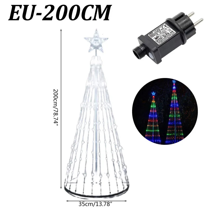 Led árvore de natal luz corda cachoeira estrela luzes ao ar livre multicolorido para jardim quintal festa de casamento árvore de natal decoração superior