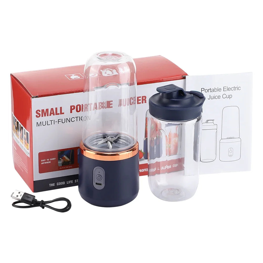 Liquidificador de Frutas Doméstico 400ML, Espremedor Elétrico Portátil, Máquina de Milkshake Multifuncional com 6 Lâminas