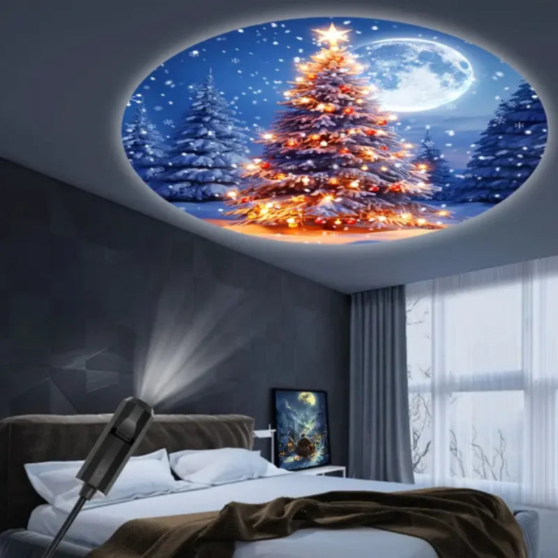Projetor de Luz LED de Natal 3/6/10 peças com Padrões de Projeção - Luz Noturna Ajustável com Papai Noel e Árvore de Natal para Decoração de Natal
