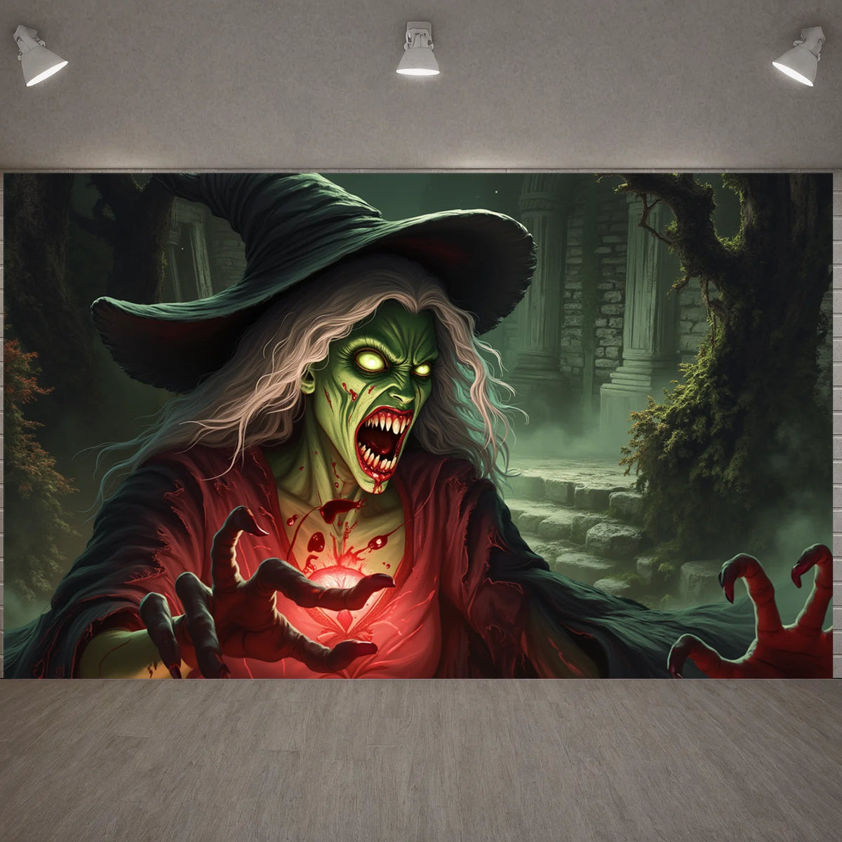 Halloween decorações de porta horror lua noite árvore morta assustador cemitério abóboras capa de porta banner halloween porta da frente varanda volta - Kasa & Pet