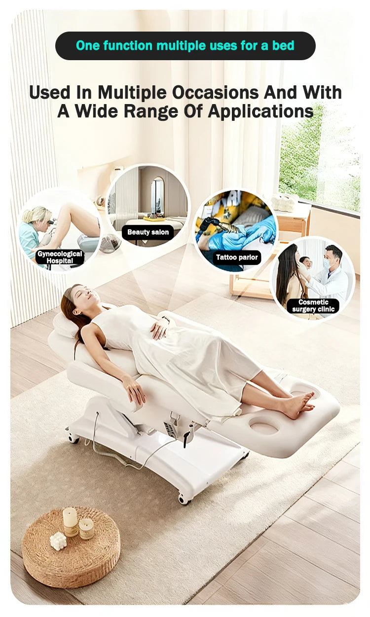 Mesa de Exame Ginecológico Elétrica Hidráulica com Altura Ajustável, Estrutura Estável, Cama de Exame Médico em Couro PU de Alta Qualidade