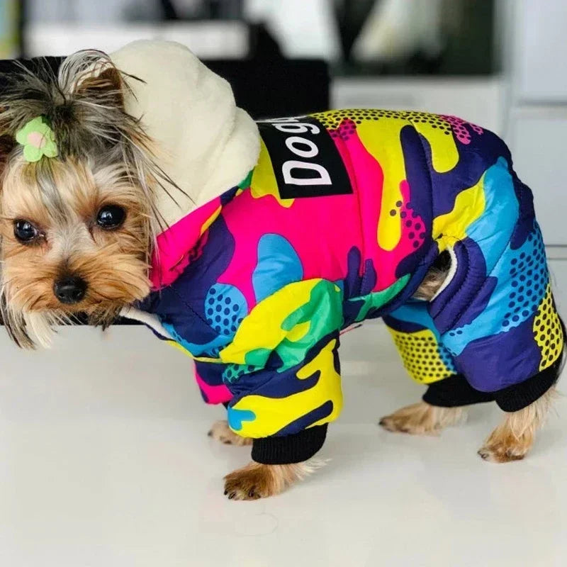 Roupas de inverno para cães de estimação, jaqueta super quente, casaco de algodão grosso, à prova d'água, roupas para cães pequenos, buldogue francês, roupa de cachorro