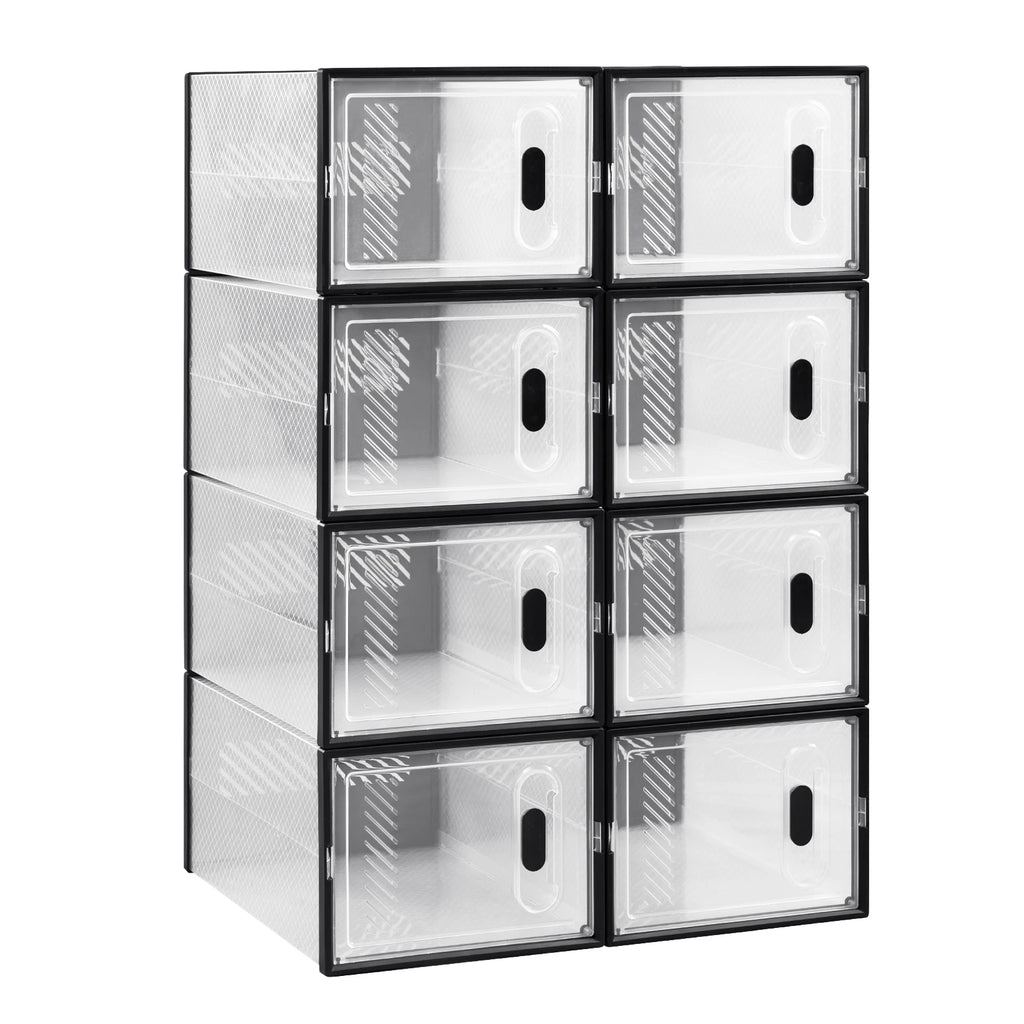 WOLTU 8/12/18PCS Caixas de sapato empilháveis Modular DIY Sapateira Cubos de sapato dobráveis de plástico transparente para corredor sala de estar