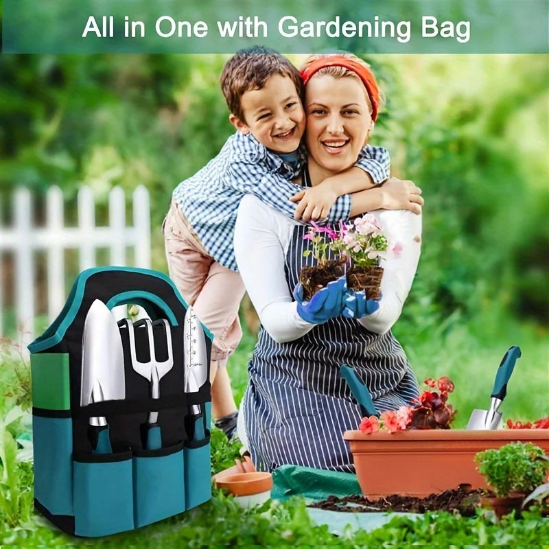 Conjunto de 7 Peças de Ferramentas de Jardinagem em Metal Durável com Aço Inoxidável Resistente à Ferrugem e Liga de Alumínio, Adequado para Cuidados com a Jardinagem