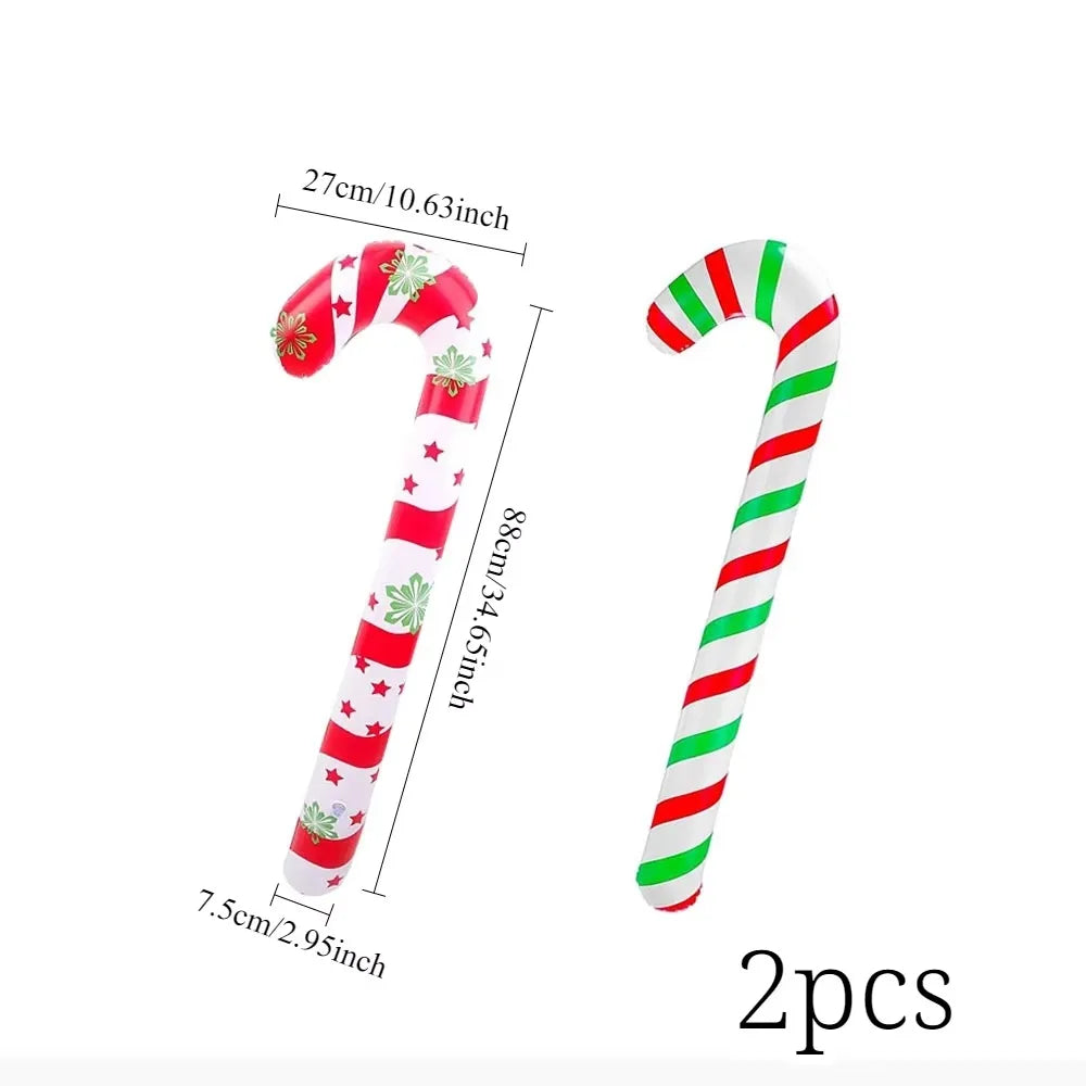 2 unidades de balões infláveis em forma de bengala de Natal, decorações festivas para a casa, presentes de Natal, Ano Novo.