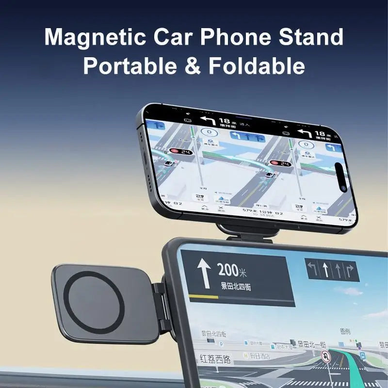 Dual Magnetic Phone Stand Holder Phone Holder Ultrathin Foldable Multi functional Car Phone Holder Adjustable Smartphone Stand