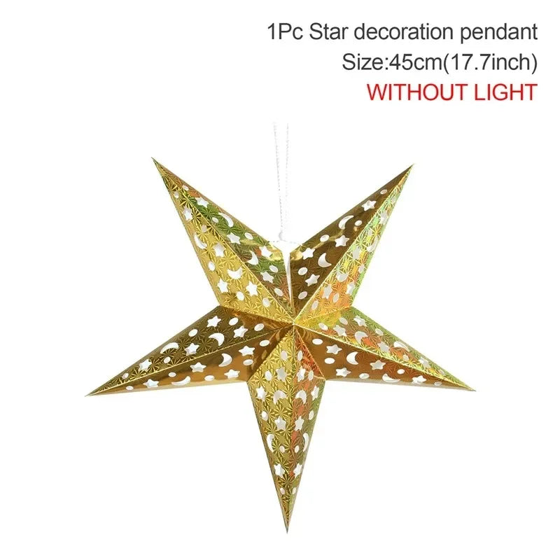 Estrela oca pendurado pingentes ramadan decoração 2024 para casa navidad natal noel presentes enfeites de natal ano novo 2024
