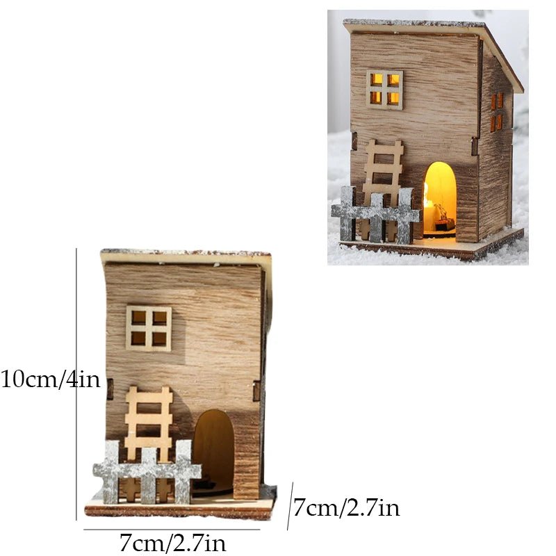 Decorações de natal natal led luz casa de madeira luminosa cabine mesa ornamentos noite lâmpada para casa ano novo crianças presentes - Kasa & Pet