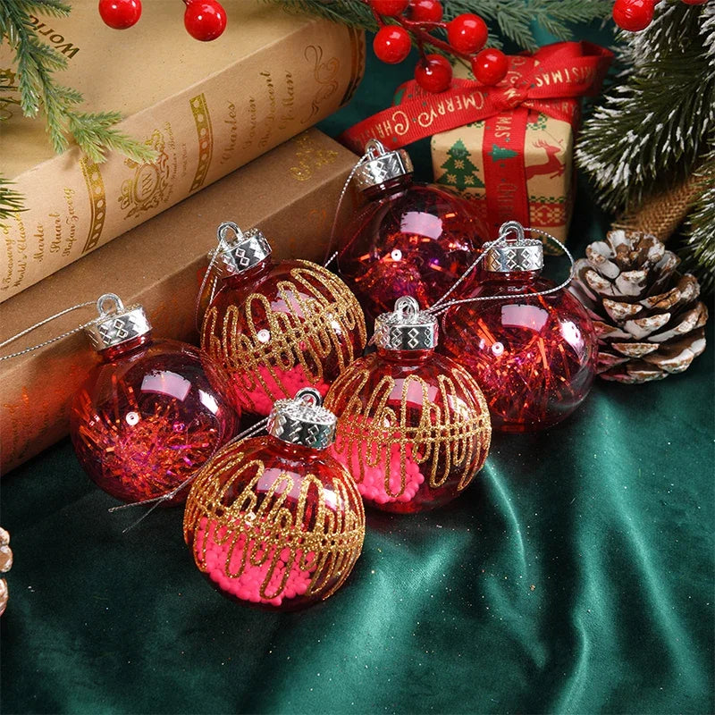Decoração de Natal, Bola de Natal de 6 cm, Enfeite para Pendurar na Árvore de Natal, Ornamento para Decoração de Casa, Festa, Presente de Ano Novo, Acessório de Natal.