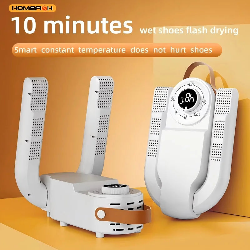 HOMEFISH Secador de sapatos inteligente de secagem rápida, desodorização, esterilização, temporizador ajustável, aquecedor e aquecedor de sapatos domésticos
