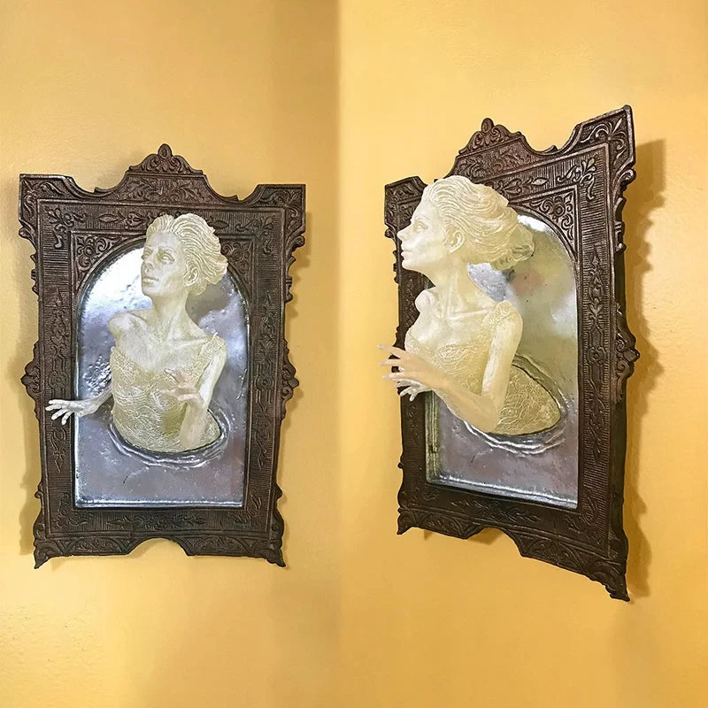 Halloween resina diabo mão decoração de parede ghótico fantasma no espelho artesanato luminoso adereços assustadores casa foto quadro decoração