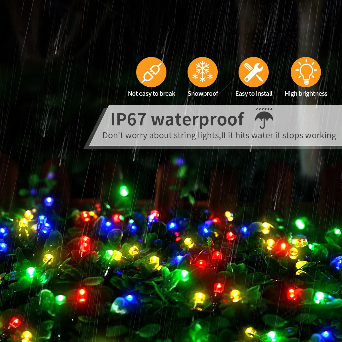Luz Solar LED de 50m, 100m, 20m para Decoração de Jardim, Decoração Externa, Cordão de Luz de Natal, Lâmpada Solar com Bateria