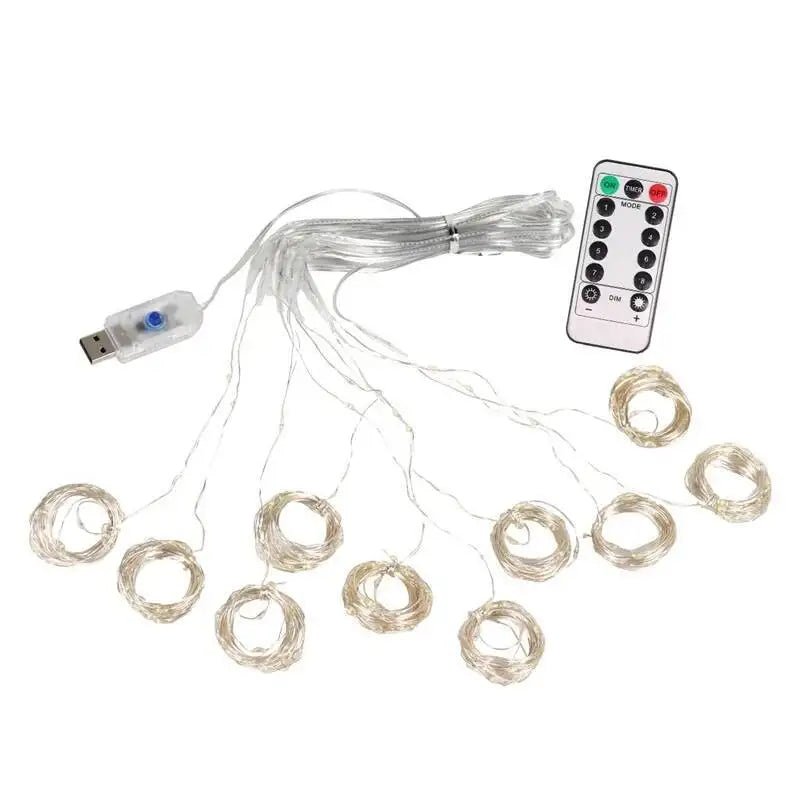 Cortina de natal led luzes da corda guirlanda festival 8 modos usb controle remoto feriado casamento luzes fadas para decoração do quarto