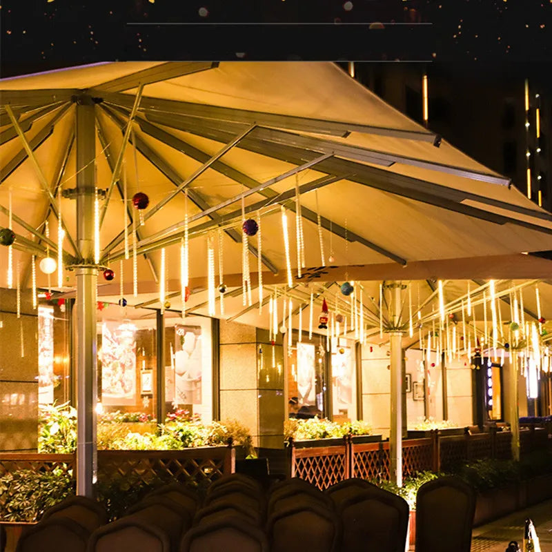 Luz Solar LED de Chuva de Meteoros, Cordão de Luzes para Feriados, Decoração de Jardim à Prova d'Água, Guirlanda LED para Exterior, Decoração de Natal