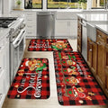 Tapete de chão vermelho com tema de árvore de Natal, para cozinha e casa, antiderrapante, decoração de Natal para casa, Feliz Ano Novo 2026.