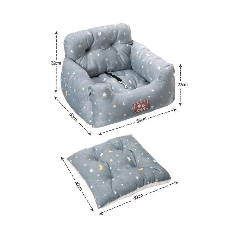 Assentos de carro para cães de viagem, céu estrelado azul, para cães pequenos e médios, capa de cama para transportar animais de estimação, produtos confortáveis e quentes para animais de estimação