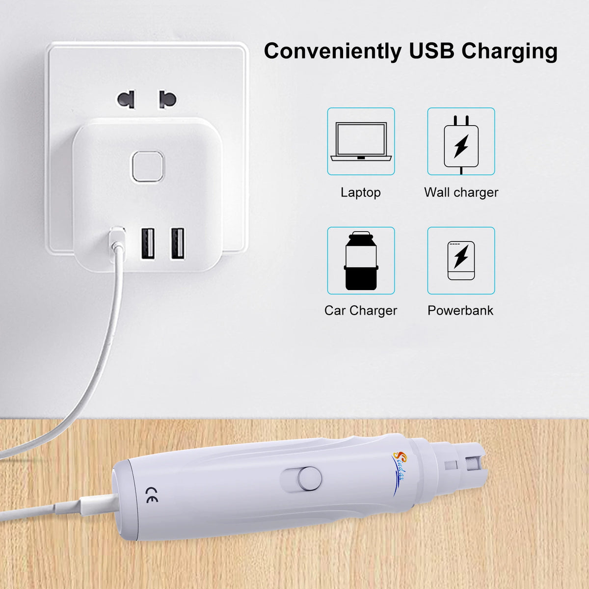 Moedor de unhas para cães, recarregável por usb, elétrico, cortador de patas para animais de estimação, indolor, cuidados com pernas, silencioso, 2 velocidades, lixa de unhas para cães