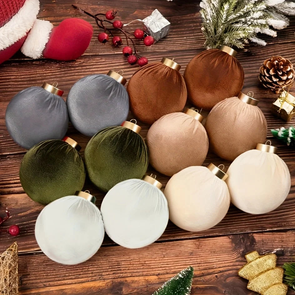 15 peças de Bolas de Veludo para Decoração de Árvore de Natal, Enfeites de Natal para Festas de Família, Casamentos e Decoração de Árvore de Natal