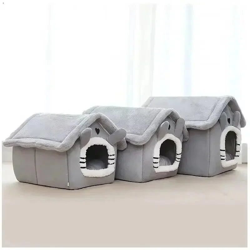 Casa interna quente para cães, cama macia para animais de estimação, tenda, canil para cães e gatos, almofada removível e lavável, adequada para quatro estações, universal
