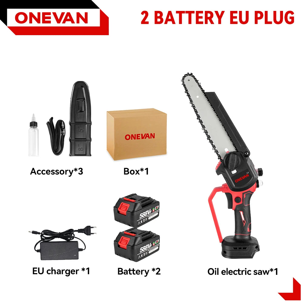 Onevan 8 Polegada serra de corrente sem escova sem fio poda serra elétrica carpintaria ferramenta corte para makita 18v bateria pino Kasa & Pet
