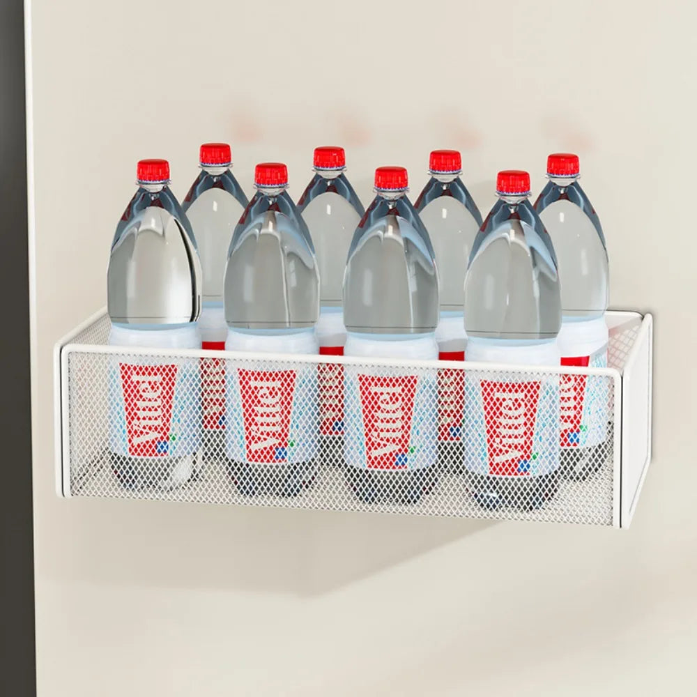 Prateleira Magnética de Metal para Refrigerador, Multifuncional, Sem Furos, Suporte Quadrado Durável para Armazenamento na Cozinha