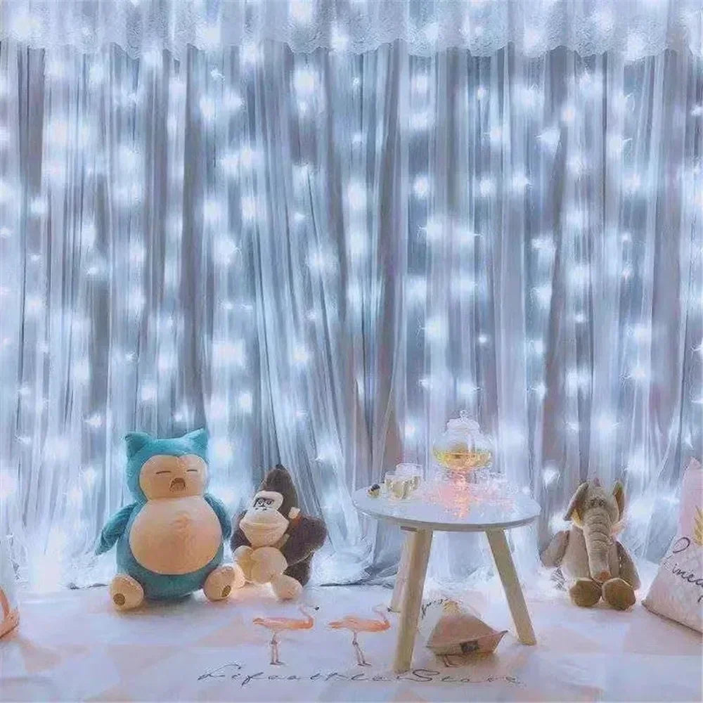 Ano novo 2026 lâmpada luzes de natal led fada string cortina luzes 8 modo remoto usb festão decoração natal para casa férias