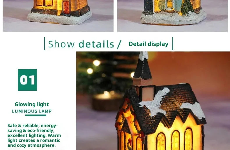 Natal led luz casa enfeites de árvore de natal led resina pequena vila casa natal brilho decoração presente feliz ano novo decorações dc05