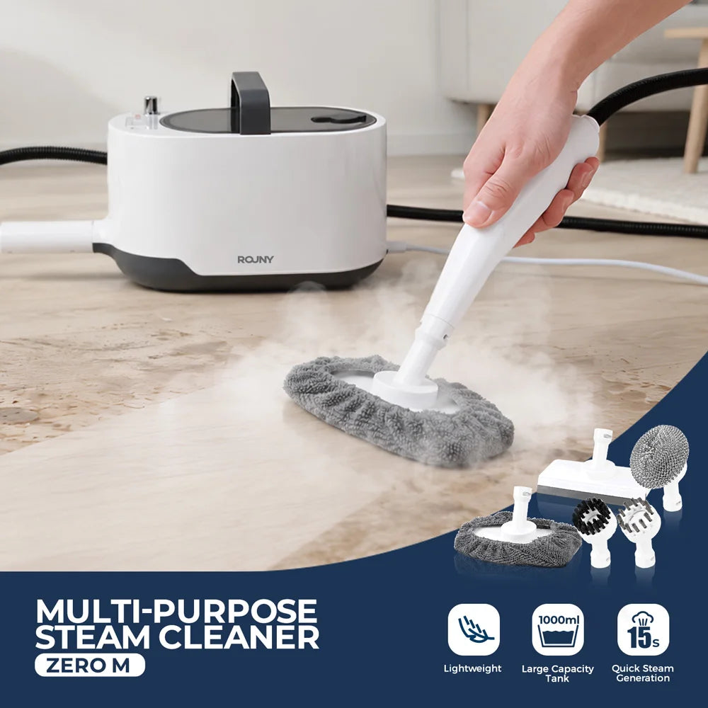 ROUNY Limpador a Vapor de 1200W, Vaporizador Portátil de Alta Pressão de 1L com Aquecimento Rápido em 15s e Vapor de 3,5 bar para Limpeza de Múltiplas Superfícies em Casa