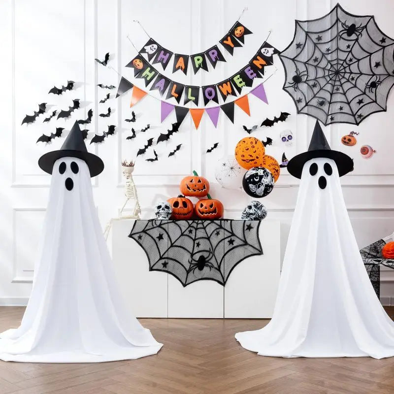 Decoração de Fantasma de Halloween em Pé com Chapéu de Bruxa, Fantasma Assustador para Jardim, Casa, Festa Interna, Casa Assombrada, Suprimentos de Decoração