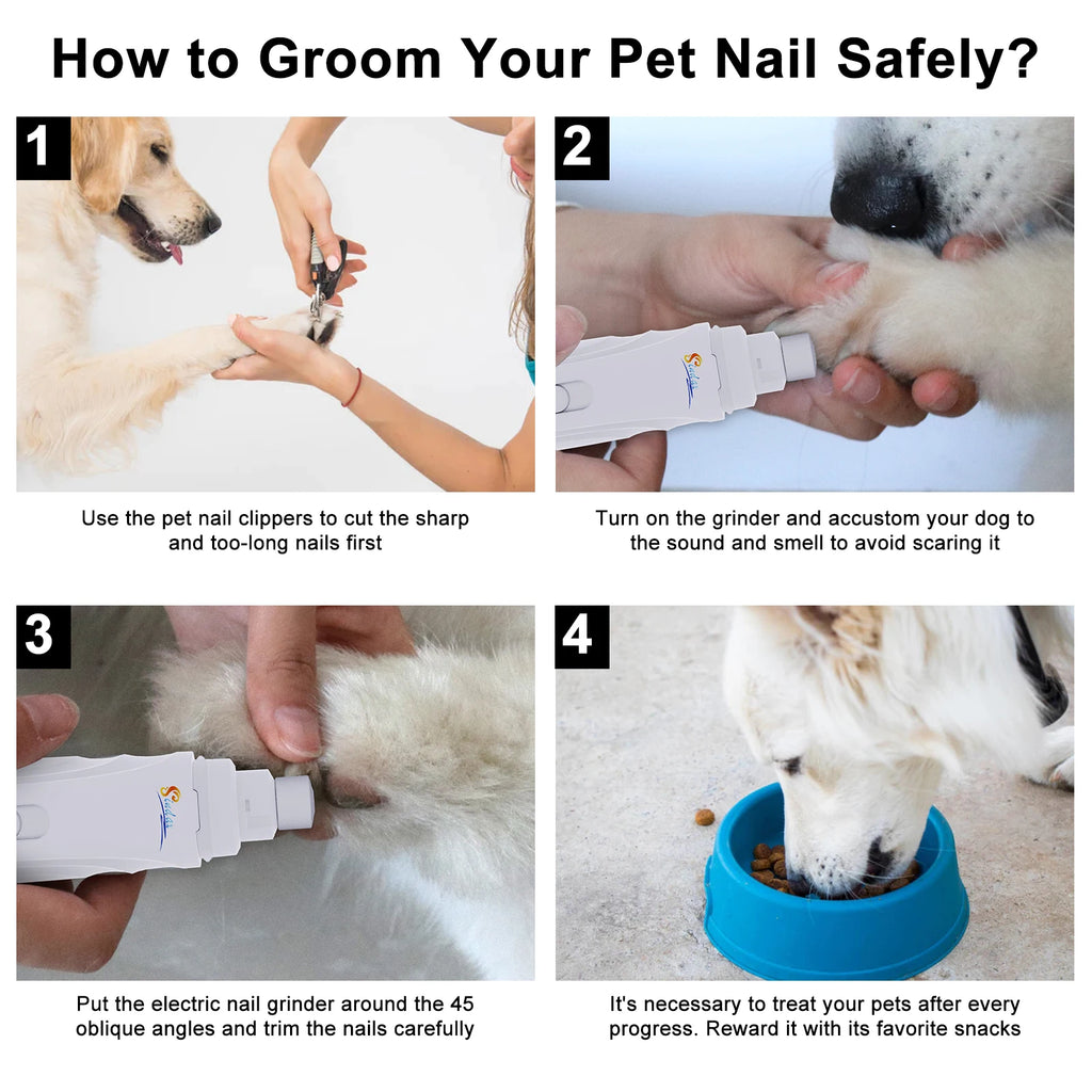 Moedor de unhas para cães, recarregável por usb, elétrico, cortador de patas para animais de estimação, indolor, cuidados com pernas, silencioso, 2 velocidades, lixa de unhas para cães