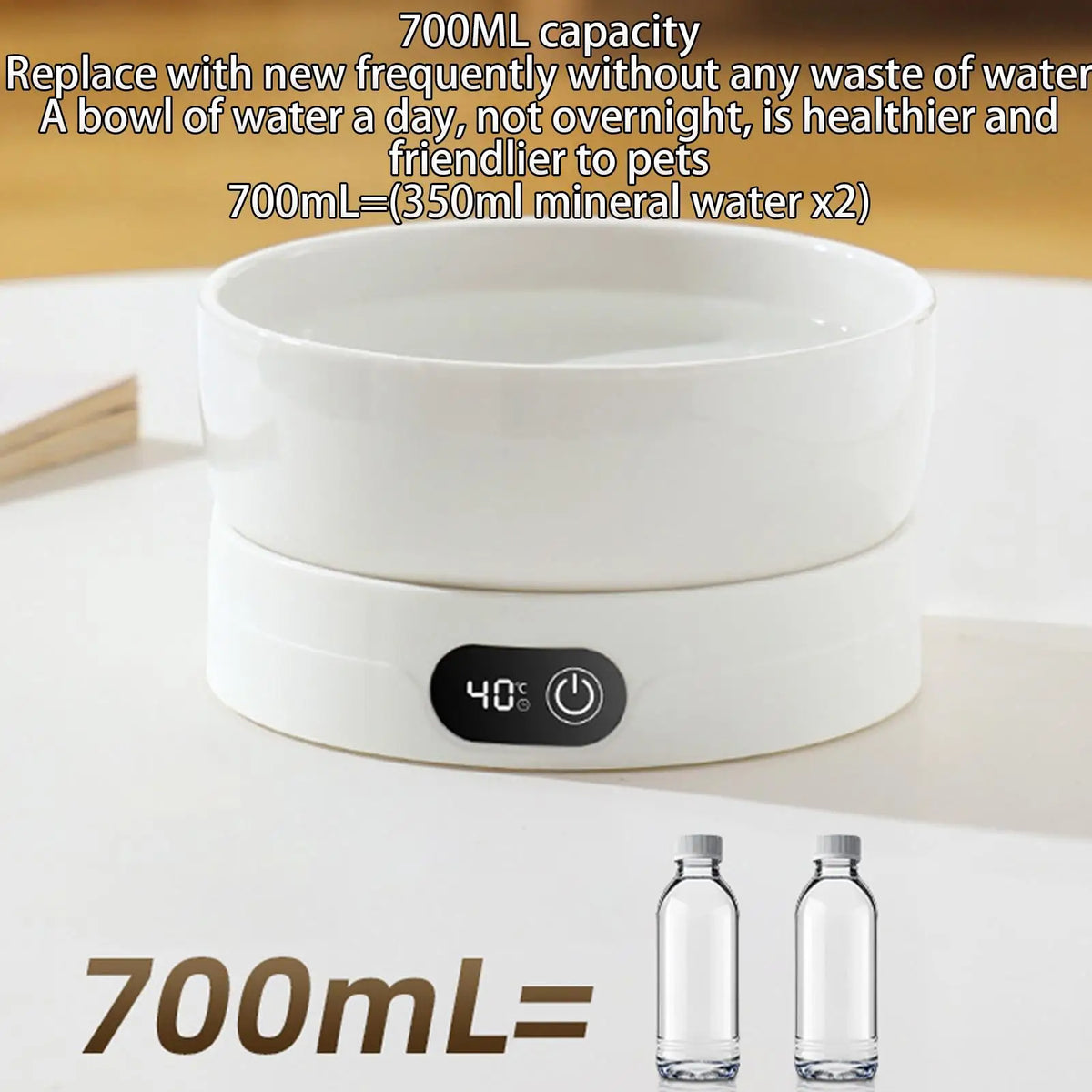 Prato de gato aquecido com 4 configurações de temperatura, prato para beber inverno para animais de estimação, tigela de água aquecida térmica para galinhas, patos, pássaros, animais