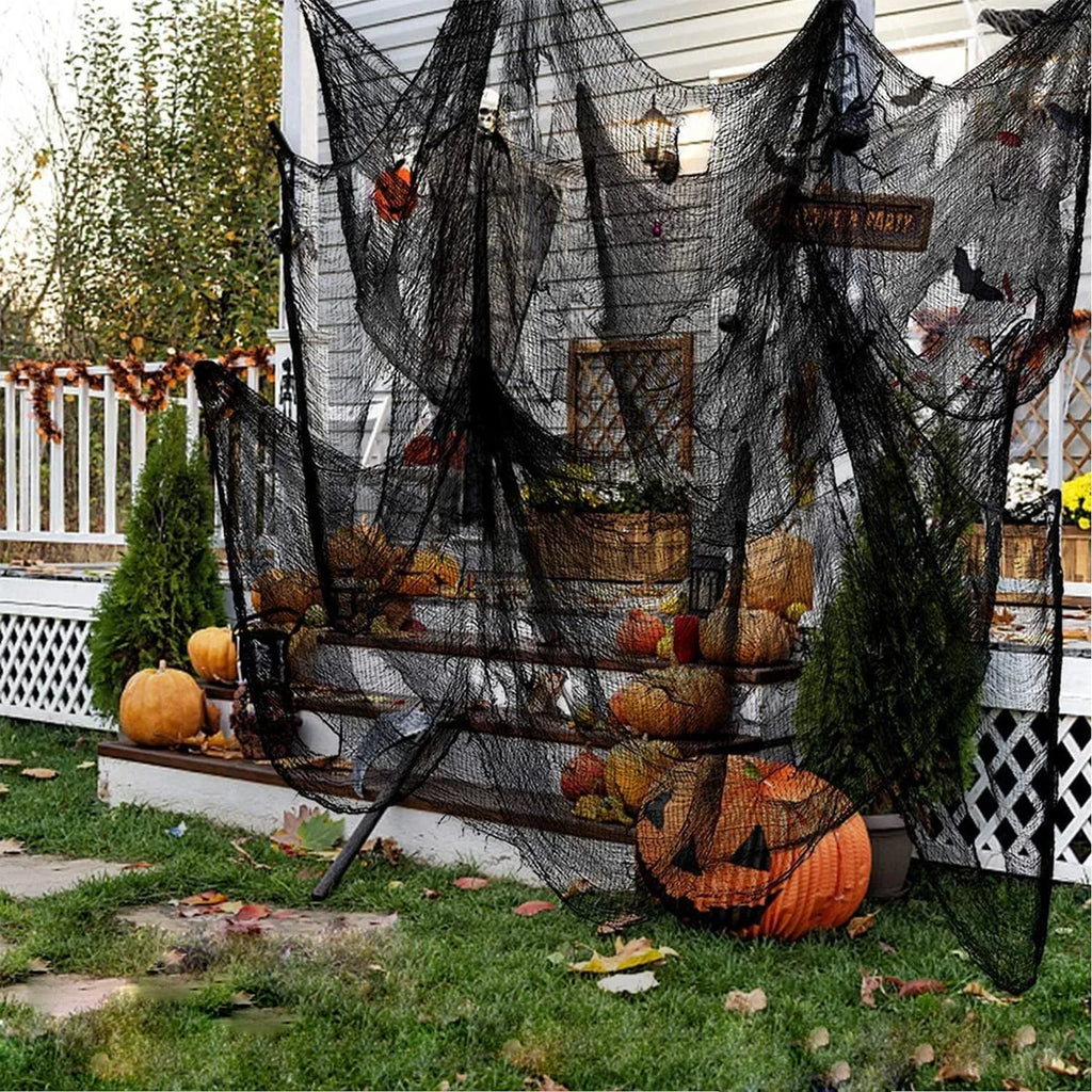 76x183cm decorações de halloween preto assustador gaze pano janela mesa porta net assustador fantasia vestido festa casa assombrada decoração da parede