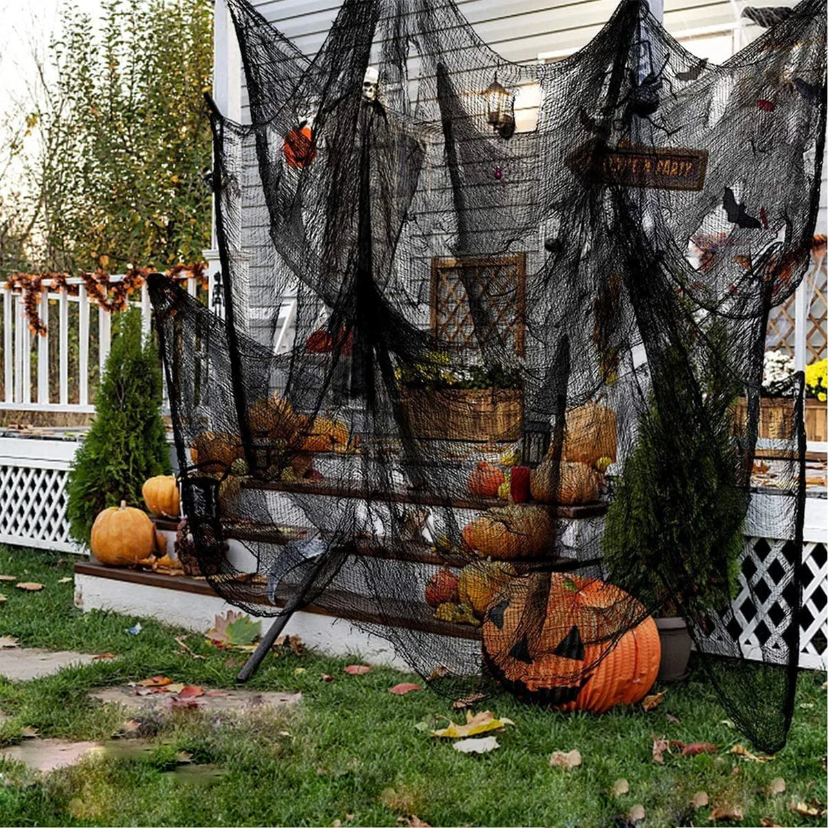 76x183cm decorações de halloween preto assustador gaze pano janela mesa porta net assustador fantasia vestido festa casa assombrada decoração da parede