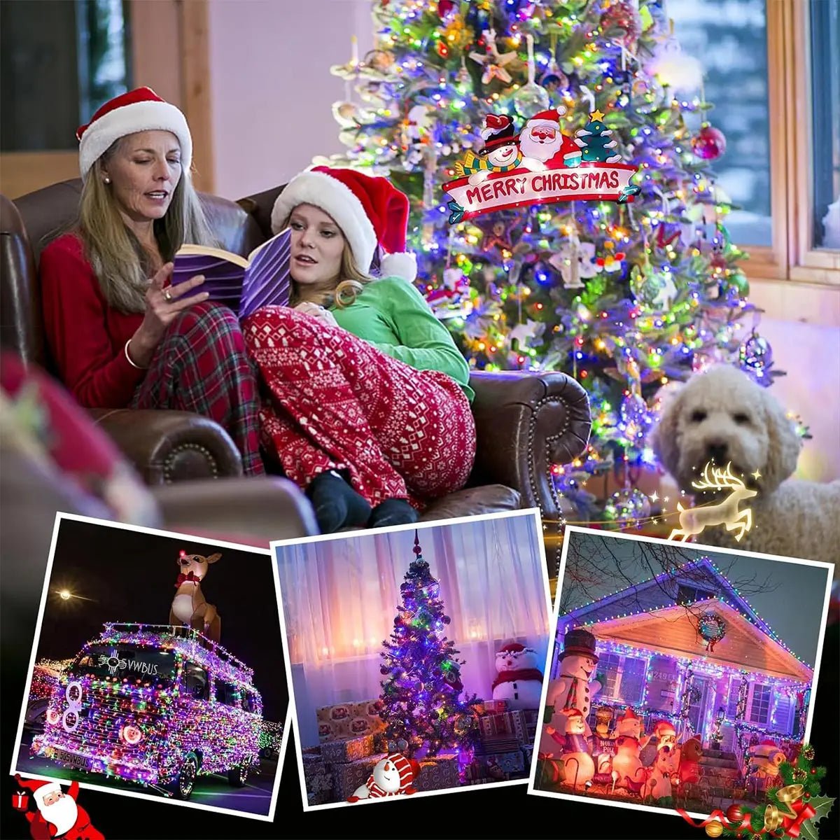 Cordão de Luzes de Natal com 8 Modos de Iluminação, Luzes de Jardim 5/10/20M, Lâmpada Decorativa Festiva para Interiores, Exteriores, Jardins e Casamentos