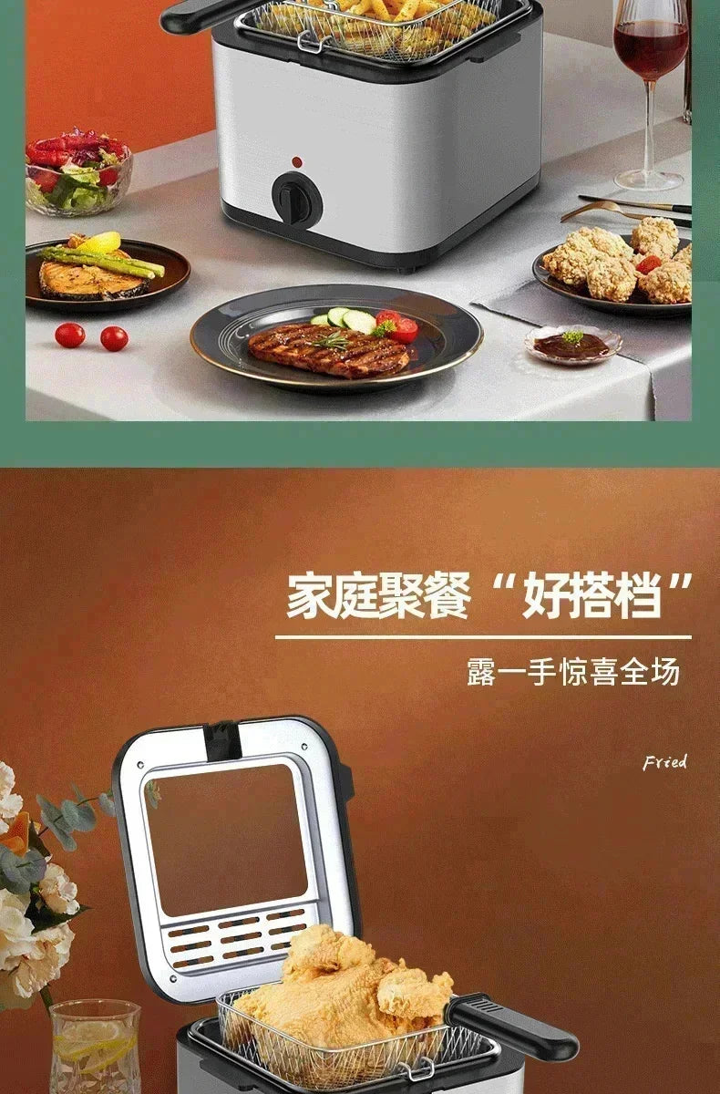 110v 220v 1000w 2.5l casa multi funcional fritadeira elétrica óleo batatas fritas asas de frango lanche máquina