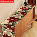 Decorações de Natal, toalha de mesa com estampa de poinsettias e pinhas, toalha de mesa de poliéster, decoração de mesa para festas de Natal e refeições de inverno.