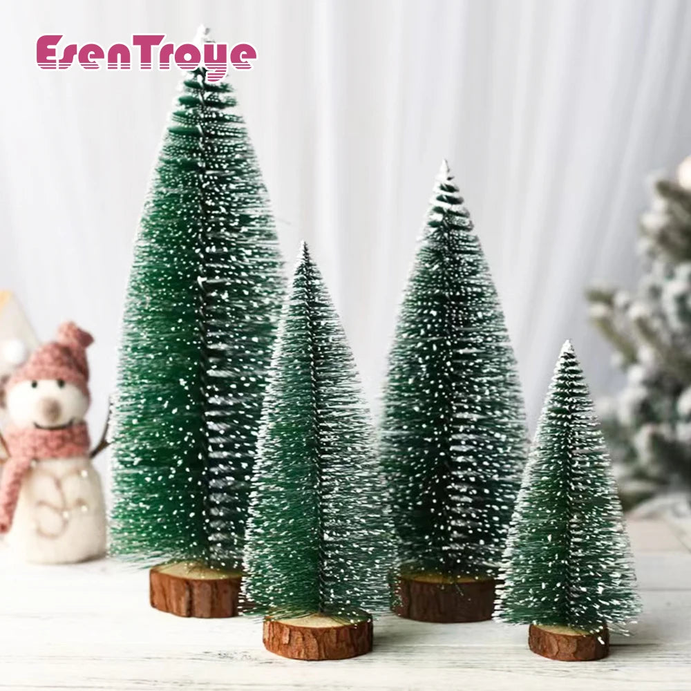 Decoração de natal artificial mini árvore ornamentos em miniatura cedro neve pinho decoração mesa escritório em casa 2024 presentes paisagem natal